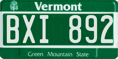 VT license plate BXI892