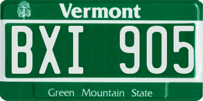 VT license plate BXI905