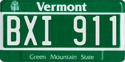 VT license plate BXI911