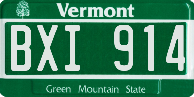 VT license plate BXI914