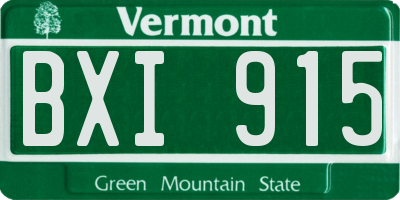 VT license plate BXI915
