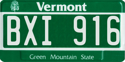 VT license plate BXI916