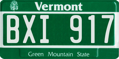 VT license plate BXI917