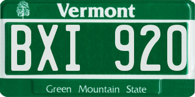 VT license plate BXI920