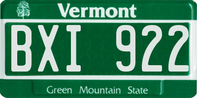VT license plate BXI922
