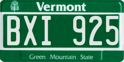 VT license plate BXI925