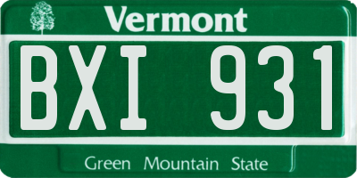 VT license plate BXI931