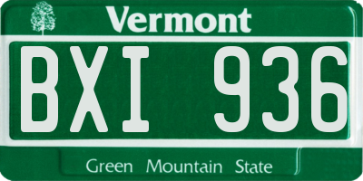 VT license plate BXI936