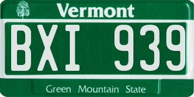 VT license plate BXI939