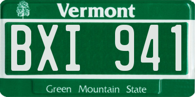 VT license plate BXI941