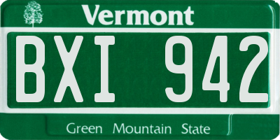 VT license plate BXI942