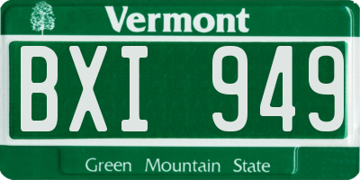 VT license plate BXI949