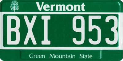 VT license plate BXI953