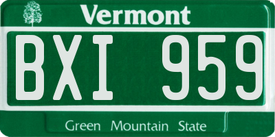 VT license plate BXI959
