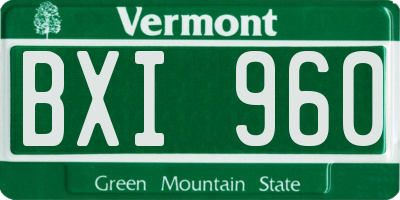 VT license plate BXI960