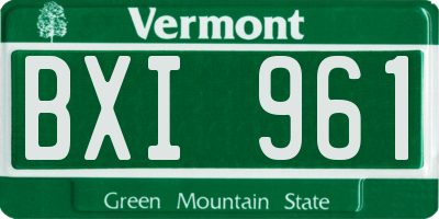 VT license plate BXI961