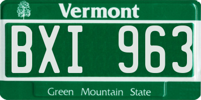 VT license plate BXI963