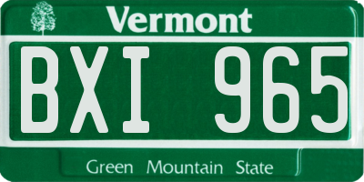 VT license plate BXI965