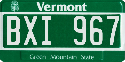 VT license plate BXI967