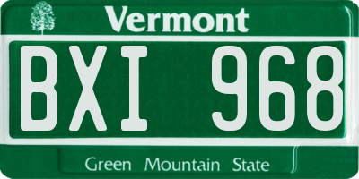 VT license plate BXI968