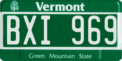 VT license plate BXI969