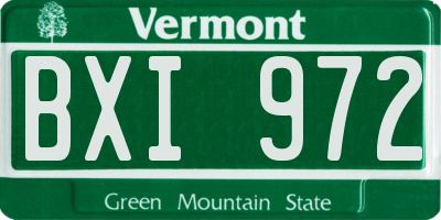 VT license plate BXI972