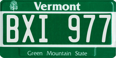 VT license plate BXI977