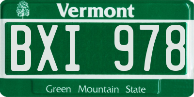 VT license plate BXI978