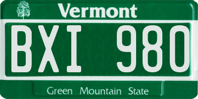VT license plate BXI980