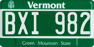 VT license plate BXI982