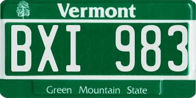 VT license plate BXI983