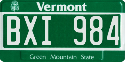 VT license plate BXI984