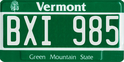 VT license plate BXI985