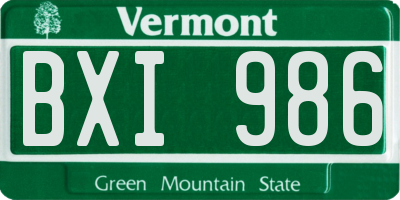 VT license plate BXI986