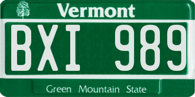 VT license plate BXI989