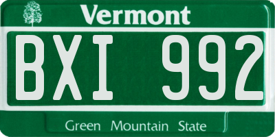 VT license plate BXI992