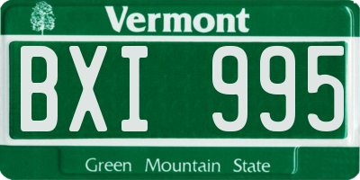 VT license plate BXI995