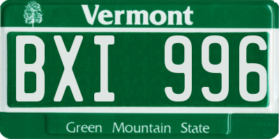 VT license plate BXI996
