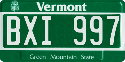 VT license plate BXI997