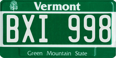VT license plate BXI998
