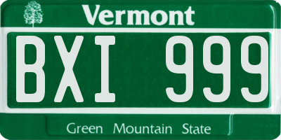 VT license plate BXI999