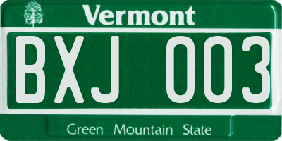VT license plate BXJ003