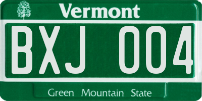VT license plate BXJ004