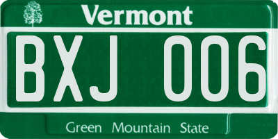 VT license plate BXJ006