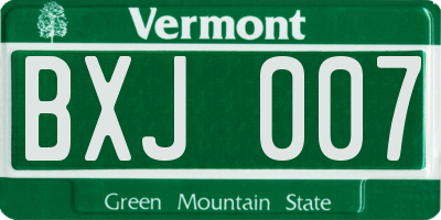 VT license plate BXJ007