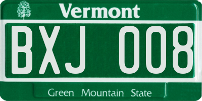 VT license plate BXJ008