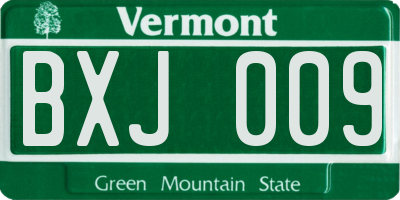 VT license plate BXJ009
