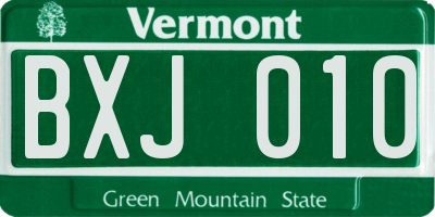 VT license plate BXJ010