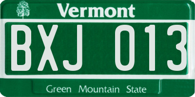 VT license plate BXJ013