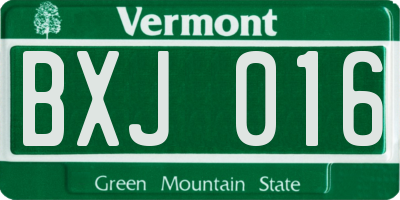 VT license plate BXJ016